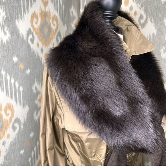 Ralph Lauren Espresso Brown Italian Shearling & Cashmere Blend Knit Scarf - Picture 10 of 16